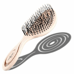 Chiara Ambra Bio Haarbürste, Bürste ohne Ziepen, Entwirrbürste geeignet für Locken & lange Haare von Damen, Herren & Kinder, Kopfhaut Massagebürste, Nachhaltige Lockenbürste, Hair Brush – Beige