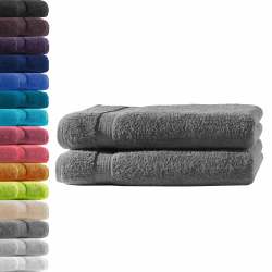 2X Duschtuch | Anthrazit | 100% Baumwolle Frottier | Oeko-TEX® Standard 100 | Premium Qualität 500 g/m² 2x Duschtuch | 70 x 140 cm Anthrazit