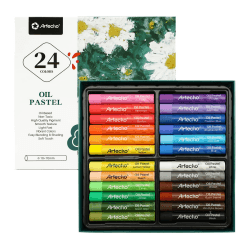 Artecho Ölpastellkreide 24er Set, lichtechte Farben, Sanfte Berührung, Einfaches Mischen und Schattieren, Ideal für Künstler, Hobbymaler, Schule. 24 stück (1er Pack)