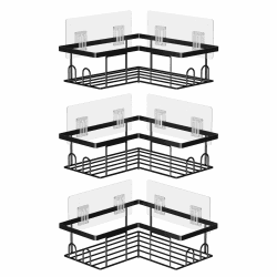 UUlioyer Duschablage ohne Bohren Ecke, Wasserdichter und Rostfreier Duschregal, 3 Stück Badezimmer Regal Organizer, Shampoo Duschgel Halterung für Dusche, Schwarz (3 Stück Duschablage Ecke)