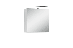 byLIVING Spiegelschrank Spree/Badezimmerschrank mit Spiegel 60 cm breit/matt weiß/Spiegeltür mit Soft-Close/Hängeschrank/LED-Beleuchtung, Stecker- u. Schalterdose/B 60, H 60, T 20 cm Weiß Breite 60 cm