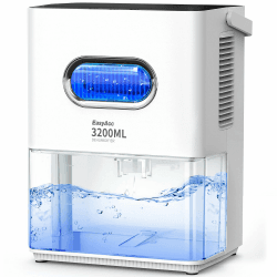 Luftentfeuchter 3200ml,EasyAcc Luftentfeuchter Elektrischer Entfeuchter Leise Tragbarer Raumentfeuchter Gegen Feuchtigkeit Dehumidifier für Büro/Schlafzimmer/Badezimme Farbige Nachtlicht Weiß3200ml