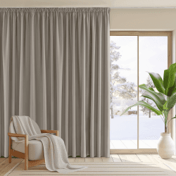 PONY DANCE Wohnzimmer Gardinen für Große Fenster Thermo Vorhänge mit Kräuselband 1er Set H 245 x B 200 cm Verdunkelungsvorhang Kräuselband Thermogardine Wärmeisolierend Vorhang Raumteiler H245 x B200 cm (1er Pack) Sandfarben