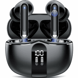 Bluetooth Kopfhörer, Wireless Kopfhörer HiFi Stereo Tiefbass, In-Ear-Kopfhörer - 40H Geräuschunterdrückung für Anrufe/Leicht und tragbar/Geeignet für den täglichen Gebrauch im Freien (Dunkelschwarz)