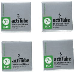actiTube Slim Aktivkohlefilter 7,1m (4x50) Weltneuheit! Aktivkohle Filter, Silber eckig 1 - Pack