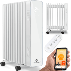KESSER® Ölradiator 2500W Mobile Elektroheizung energiesparend mit WiFi App-Steuerung & LED Touch-Display Fernbedienung Öl Radiator Heizung elektrisch 11 Rippen Heizkörper 24h Timer Überhitzungsschutz Weiß
