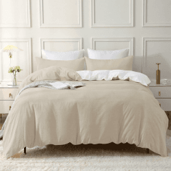 SOULFUL Bettwäsche 135x200 Baumwolle 4 Teilig, Bettwäsche-Sets Kamel Beige mit Reißverschluss, Ähnliche Textur wie Stone Washed Leinen, Enthält 2 Bettbezug 135x200 und 2 Kissenbezug 80x80 Kamel Beige 4tlg. 2x 135*200cm | 2x 80*80cm