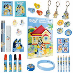 Bluey Adventskalender 2024 Kinder - 24 Überraschungen, Schreibwaren, Spielzeug für Kinder