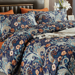 Lanqinglv Boho Bettwäsche 200x220 cm Bohemian Grau Bunt Indischen Paisley Mandala Wende Bettwäsche Set Microfaser Renforce Bettbezug mit Reißverschluss und 2 Kissenbezug 80x80 cm Boho Mandala 200x220cm+80x80*2