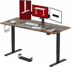 SANODESK Höhenverstellbarer Schreibtisch 200 x 80 cm Schreibtisch Höhenverstellbar Elektrisch Ergonomischer Steh-Sitz Tisch Computertisch für Heimbüro Homeoffice(braun) 200 x 80 cm Schwarz+braun