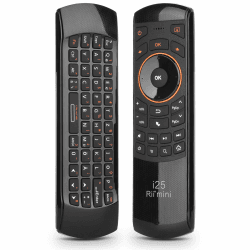 Rii Air Mouse mit 6 Axis Gyroskop, Tastatur Maus Set Kabellos ist Wiederaufladbar, Universalfernbedienung für HTPC/TV Box, PC Fernbedienung mit IR-Lernfunktion, QWERTZ, 2.4GHz, Schwarz Wiederaufladbar-i25