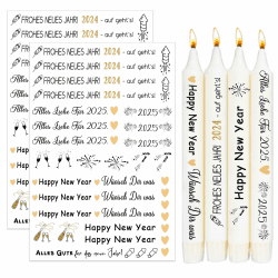 Ovaletta 2 Stück Kerzentattoos Happy New Year, Kerzenfolie, Wasserschiebefolie Kerzen, Kerzentatoo, DIY Kerzentattoos Weihnachten, Kerzen aufkleber A4 30 X 20cm (Neujahr Kerzen Tattoo E) A4 30 X 20 CM 2 x Neujahr Kerzentattoos E