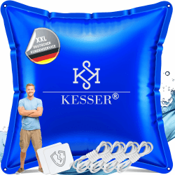KESSER® Poolkissen Winter 120cm x 120cm | Poolabdeckung mit Doppelnaht Whirpools | Luftkissen Pool Abdeckung Überwinterung | Abdeckung Einbaupools Winter | PVC wasserdicht & UV-beständig mit 4X Seile 120 x 120cm Quadrat Blau