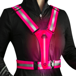 Topward Warnweste Sicherheitsweste für Fahrrad Auto Laufweste Joggen, High-Vis reflektierende Warnweste für optimale Sichtbarkeit, Damen Herren Kinder warnwesten, LEDs Tag und Nacht Motorrad Radfahren Rosa