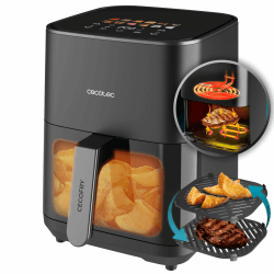 Cecotec Heißluftfritteuse ohne Öl - 4L - Grillplatte - Grill - Doppelte Heizelemente - Air Fryer Cecofry&Grill Duoheat 4000. 1900W, Bewegliche Trennwand, Temperaturregelung 40-200°C, 10 Menüs