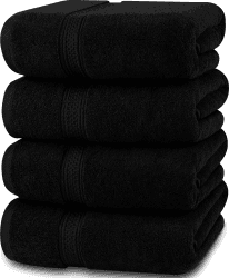 Utopia Towels - 4er-Pack Badetücher Set Premium 100% ringgesponnene Baumwolle 69 x 137 cm Handtücher, sehr saugfähig, weiches Gefühl Duschtücher (Schwarz) 4er-Pack Schwarz