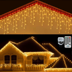 CERIAL 20M 540LEDs Eisregen Lichterkette Außen Weihnachten Lichtvorhang Eiszapfen Lichterkette mit 108 Tropfen, für Outdoor Urlaub Hochzeit Dekorationen, Warmweiß