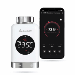 SALCAR Heizkörperthermostat TRV801W Thermostat Heizung Smart LCD WiFi Thermostat kompatibel mit Amazon Alexa & Google Home Heizungsthermostat Tuya Smartes Heizkörper, kein Gateway Erforderlich Heizkörper Thermostat WIFI