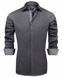 J.VER Herren Hemd Regular Fit Langarm Herrenhemden Freizeithemd Regular Businesshemd elastiscer Musterhemd M Grau