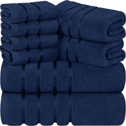 Utopia Towels - 8er-Pack Handtuch-Set mit Aufhängeschlaufe aus 97% Baumwolle, saugfähig und schnell trocknend 2 Badetücher, 2 Handtücher, 4 Waschlappen (Marineblau)
