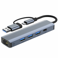 USB LAN Adapter 1000M, USB C auf Ethernet Adapter RJ45 Gigabit Netzwerkadapter, USB C Hub ethernet mit 3 *USB 3.0 & 1 *USB Type-C Ports für MacBook XPS Surface Pro Linux Chromebook, usw 5-In-2 USB-C HUB LAN