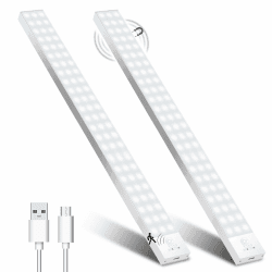 Schrankbeleuchtung LED mit Bewegungsmelder 43,5cm 2Stück Schranklicht Schrankleuchte Led Leiste Batterie USB Wiederaufladbar Unterbauleuchte Küche Schrankleuchten für Kleiderschrank,Treppe,Kofferraum 5000k-weiß 43.5cm-2 Stück
