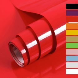 Hode Klebefolie Rot Glitzer 40cmX3m Möbelfolie Hochglanz Selbstklebende Folie Oberflächenschutz Küche Schrank Wasserdicht Vinyl Möbel DIY Dekorfolie 0.4W x 3L m Rot