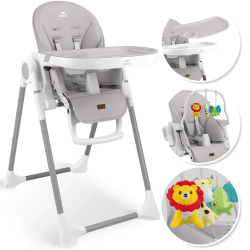 KIDIZ® 3in1 Hochstuhl Kinderhochstuhl inkl. Spielbügel, Babyliege, Kombihochstuhl Babyhochsitz,7 höhenverstellbar Verstellbare Rückenlehne, mitwachsend ab 0 Monate bis 6 Jahre Babystuhl, H. Grau Hellgrau