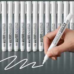 RiyaNed Acrylstifte,Weiß Stift Marker,Geeignet für Holz, Metall, Glas, Stoff, Stein, Reifenmalerei, Fotoalben (12 Pcs)