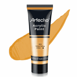 Artecho Acrylfarbe Gelber Ocker 120 ml, Wasserfest und Lichtecht, Schnell Trocknend, Acrylfarbe für Leinwand, Holz, Stoff, Handwerk, Leder und Stein.