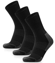 HIYATO Merino Wandersocken Herren & Damen 3 Paar - Gepolstert, 60% Merinowolle Thermosocken, Wintersocken - für Trekking, Outdoor und Sport 39-42 3 Paar | Schwarz