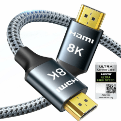 ARISKEEN 8K HDMI 2.1 Kabel 1M,Zertifiziertes 48Gbps High Speed Nylon Geflochtenes HDMI Kabel, Unterstützt 8K@60HZ, 4K@120Hz, Kompatibel mit PS5/4 TV Monitor Blu-ray Soundbar DVD Laptop 1 Stück 1 m