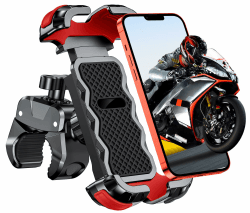 Babacom Handyhalterung Fahrrad Lenker, [1s-Sperre] [Sicherer Schutz] Handyhalterung Motorrad, Anti Shake Stoßdämpfender Smartphone Halterung GPS Navigationsgeräte Kompatibel mit iPhone 15 (4,7”–6,8”) Rot