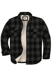 Coevals Club Herren Flanell Jacke Hemd Sherpa Holzfällerhemd Flanellhemd Langarm Kariertes Druckknöpfe Baumwolle Winter Hemd #4 Grau&schwarz M