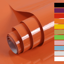 Hode Klebefolie Orange Glitzer 60cmX5m Möbelfolie Hochglanz Selbstklebende Folie Oberflächenschutz für Küche Schrank Wasserdicht Möbel DIY Dekorfolie Tapeten 0.6W x 5L m Orange