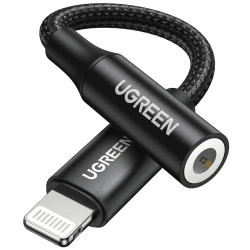 UGREEN Lightning zu Klinke Adapter 3,5 mm Kopfhörer Lightning Aux Adapter Lightning auf Aux Adapter kompatibel mit iPhone 14 14 Pro 13 13 Pro 12 12 Pro 12 Pro Max 12 Mini 11 11 Pro X usw.(Schwarz)