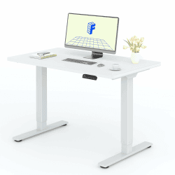 FLEXISPOT Höhenverstellbarer Schreibtisch mit 2 Motoren & einteiliger Tischplatte,ergonomischer Bürotisch - 120 x 80 cm Weiß, weißes Gestell 120 x 80 cm Weiss Platte Plus Weiss Gestell
