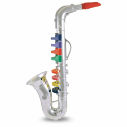 Bontempi 32 4331 Saxophon mit 8 farbigen Tasten/Noten. L. 415 mm, blau 43 cm