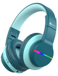 iClever Bluetooth Kinder Kopfhörer, Farbige LED-Leuchten, Kinderkopfhörer Over-Ear mit 74/85dBA Lautstärkebegrenzung, 85 Stunden Spielzeit, Bluetooth 5.2, eingebautes Mikrofon BTH12 Grün