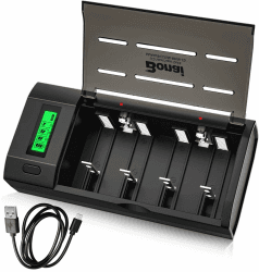 BONAI Akku Ladegerät LCD Universal Batterieladegerät Schnell Akkuladegerät USB Intelligent Battery Charger für AA/AAA/SC/C/D/9V NI-Mh/NI-CD Wiederaufladbare Batterien mit Entladungsfunktion Cargador de batería USB