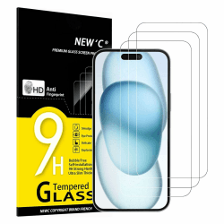 NEW'C 3 Stück, Panzer Schutz Glas für iPhone 16, iPhone 15, iPhone 15 Pro (6,1 Zoll), Frei von Kratzern, 9H Härte, HD Displayschutzfolie, 0.33mm Ultra-klar, Ultrabeständi 16/15/15 Pro 6,1 Zoll