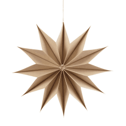 SUNBEAUTY 29cm Papier Stern Original Holzfarbe Faltsterne Dekoration Dreizehn Ecken Weihnachtsstern Deko Original Holzfarbe-1 29cm