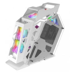 MarsGaming MC61 Weiß, PC-Gehäuse Gaming Kompaktes Micro-ATX, 4 x 12cm Lüfter, ARGB Chroma, Dual Tempered Glass Fenster, MC61W