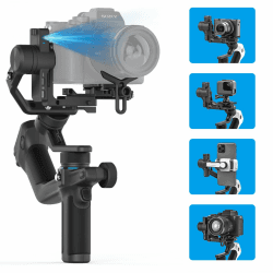 Feiyu SCORP Mini 2 [Offizieller] All-in-1 Stabilisator für Sony Alpha 7 IV/6400&GoPro 11/12&iPhone 14 pro/15, Tragbares 3-Achsen-Gimbal mit AI-Tracking, Touchscreen und integriertem Griff - Schwarz SCORP Mini 2 Schwarz