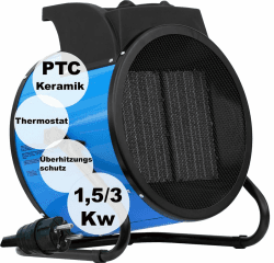 ALLEGRA Elektroheizer Heizlüfter Bauheizer 3KW Keramik Heizstrahler 3000 Watt Elektroheizgebläse elektrisch Heizgerät mit Thermostat mit 3 Heizstufen Elektroheizung Heizgebläse für Innen- Außeneinsatz