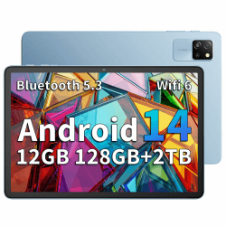 Blackview Tab60 WiFi Tablet 10 Zoll,PC Tablet Android 14, 12GB RAM+128GB ROM(2TB TF),Octa Core WiFi 6 Tablet mit Tastatur,Widevine L1,5100mAh,Dual Kamera 5MP+8MP,BT 5.2 10 Zoll Blau