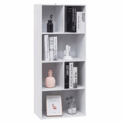 WOLTU Bücherregal mit 6 Fächern, Bücherschrank weiß, Standregal freistehend, Büroregal modern, Aufbewahrungsregal Aktenregal Raumteiler, 50,2 x 118 x 29,2 cm, SK005ws Weiß 6 Fächern ( 50,2 x 118 x 29,2 cm )