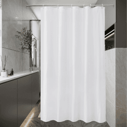 EurCross Duschvorhang 100x200 Schmaler Weiß Duschvorhänge, Textil Stoff Wasserdicht Badvorhang, Antischimmel Antibakteriell Waschbar Schnell Trocknend Bad Vorhänge mit 6 Ringen Weiß H200 x B100 cm (1er Pack)
