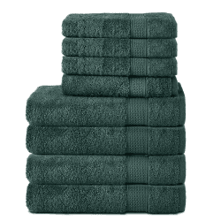Komfortec 8er Handtuch Set aus 100% Baumwolle,4 Badetücher 70x140 Handtücher 50x100 cm,Frottee,Weich,Towel,Groß,Dunkelgrün,4er-50x100-und-4er-70x140-dunkelgrun,Dunkel Grün,4 Handtücher 4 Badetücher 4 Handtücher und 4 Badetücher Dunkel Grün