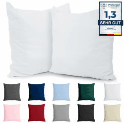 Kissenbezug 80x80 Baumwolle Renforcé (2er-Set) - Weiss - Dicht gewebt mit 57 Fäden/cm² - Kissenbezug 80x80 cm - Oeko Tex Zertifiziert - Dreamzie Weiß 80 x 80 cm, 2 Stück